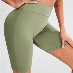 NEW sage green high waisted biker shorts S